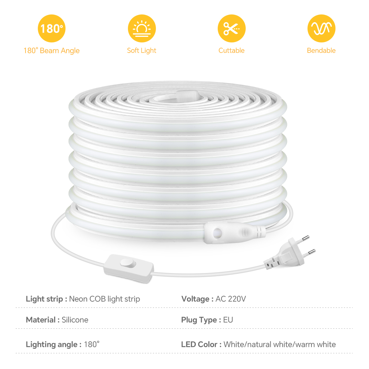 220V COB Led Strip High Densit - Outdoor Power Port review and price