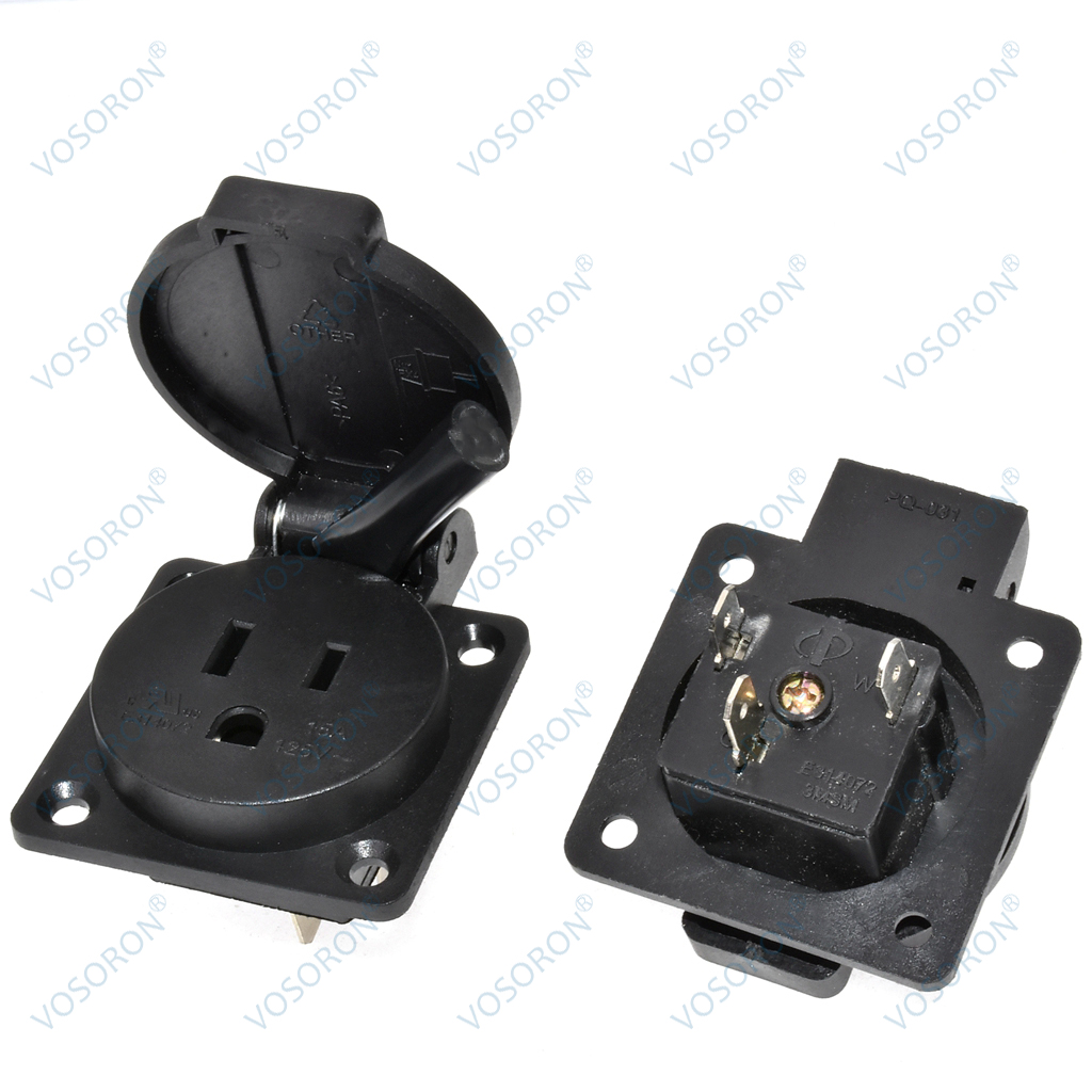 Black 125V 15A 20A IP44 CE Ame - Outdoor Power Receptacle review and price