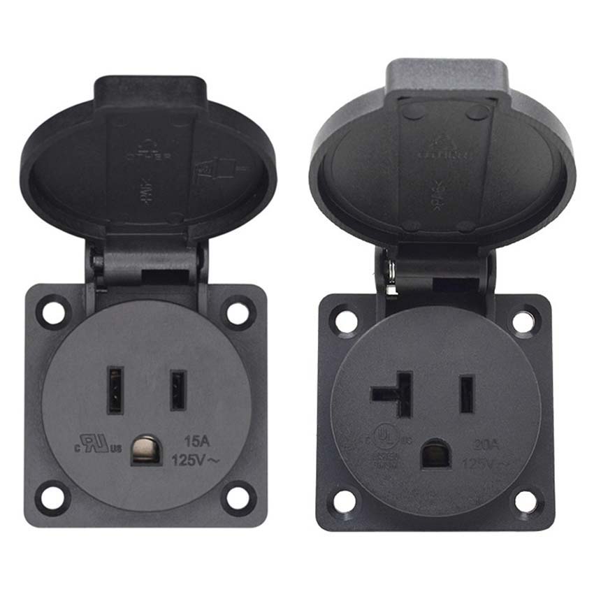 Black 125V 15A 20A IP44 CE Ame - Outdoor Power Receptacle review and price