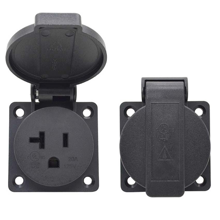 Black 125V 15A 20A IP44 CE Ame - Outdoor Power Receptacle review and price