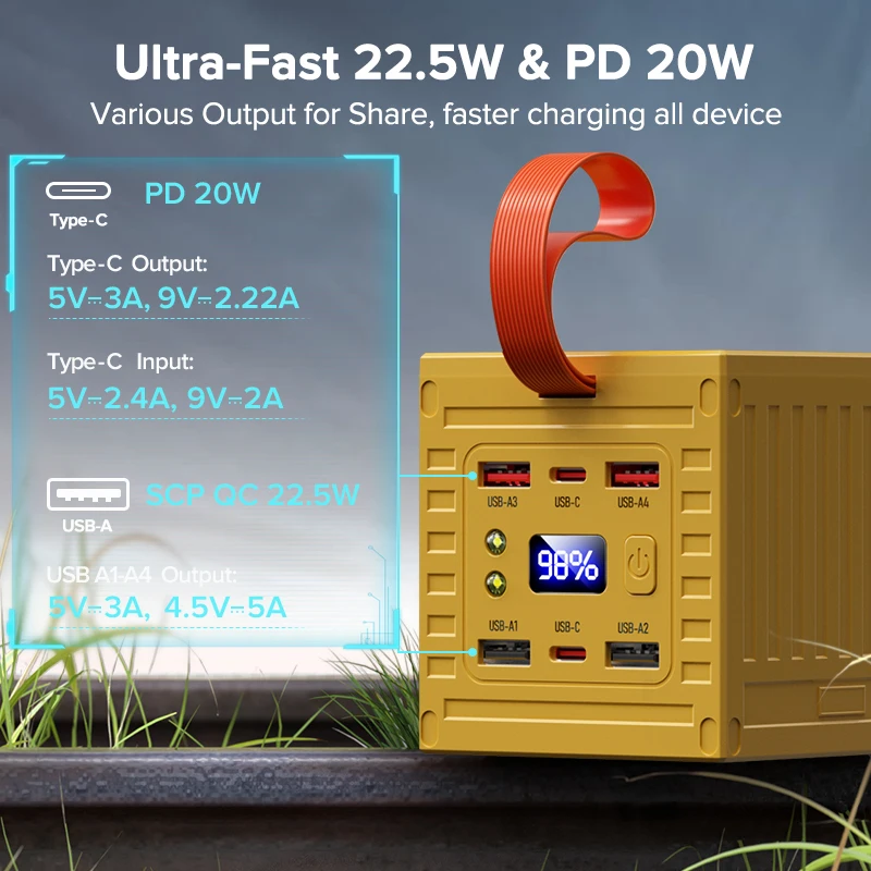 QOOVI 60000mAh Power Bank 22.5 - Outdoor Power Adapter Usb C review and price